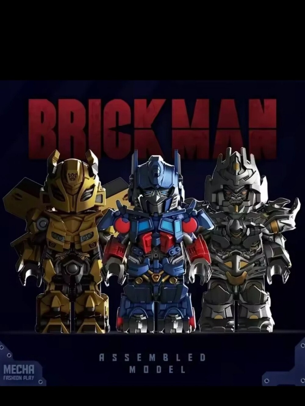BRICK MAN Custom CHROMED OUT TRANSFORMERS Set of 3 MiniFigs COMPLETE wArmor MINT